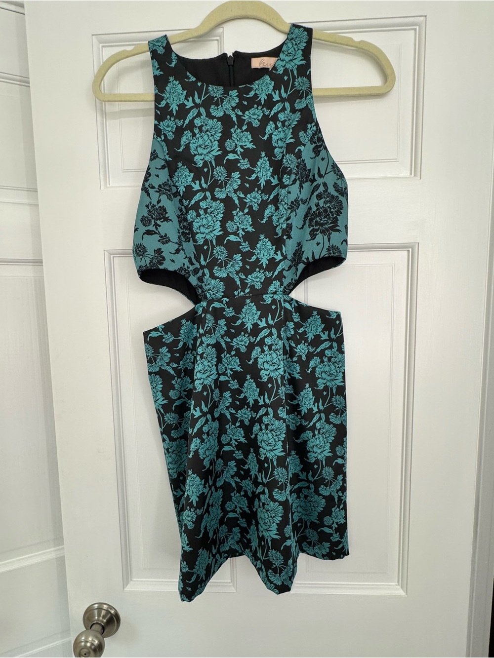 Anthropologie Hutch Teal Floral Cutout Jacquard Mini Dress